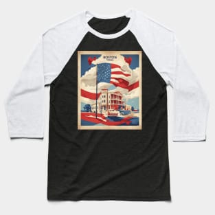 Boston Texas States of America Tourism Vintage Poster Baseball T-Shirt
